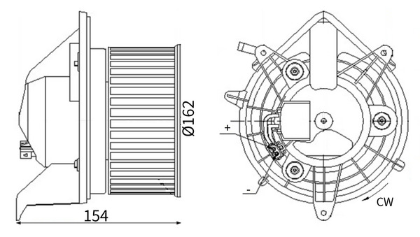 Pulseur d'air habitacle (Ventilateur habitacle) MAHLE Aftermarket ref. AB 303 000S