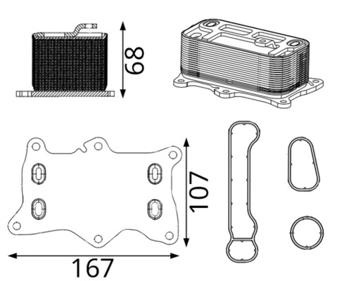 Radiateur d'huile moteur (Refroidisseur d'huile moteur) MAHLE Aftermarket ref. CLC 421 000S