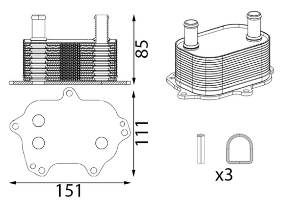 Radiateur d'huile moteur (Refroidisseur d'huile moteur) MAHLE Aftermarket CLC 430 000S