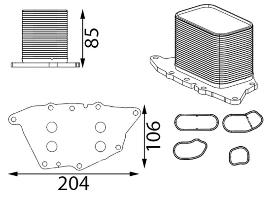 Radiateur d'huile moteur (Refroidisseur d'huile moteur) MAHLE Aftermarket ref. CLC 435 000S