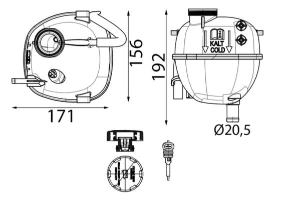 Vase d'expansion, liquide de refroidissement (Réservoir liquide de refroidissement) MAHLE Aftermarket CRT 162 000S