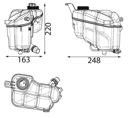Vase d'expansion, liquide de refroidissement (Réservoir liquide de refroidissement) MAHLE Aftermarket CRT 244 000S