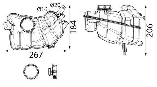 Vase d'expansion, liquide de refroidissement (Réservoir liquide de refroidissement) MAHLE Aftermarket CRT 353 000S