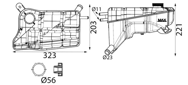 Vase d'expansion, liquide de refroidissement (Réservoir liquide de refroidissement) MAHLE Aftermarket CRT 355 000S