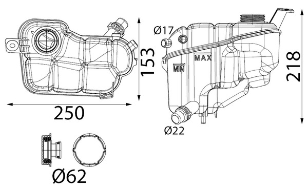 Vase d'expansion, liquide de refroidissement (Réservoir liquide de refroidissement) MAHLE Aftermarket CRT 352 000S