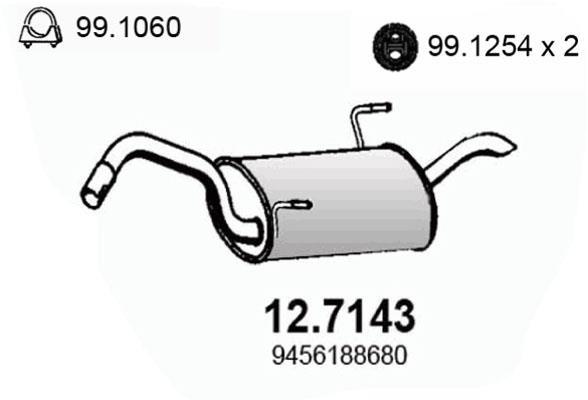 Silencieux arrière (Pot d'échappement) ASSO MARMITTE srl ref. 12.7143