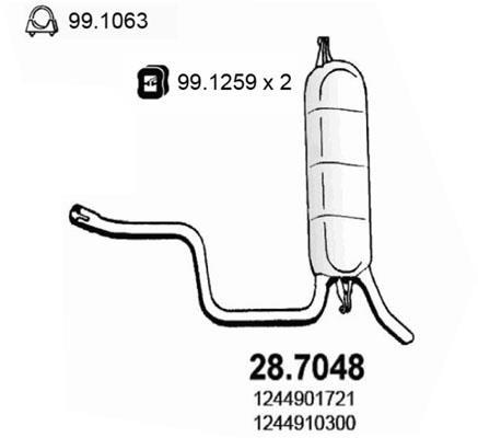 Silencieux arrière (Pot d'échappement) ASSO MARMITTE srl ref. 28.7048