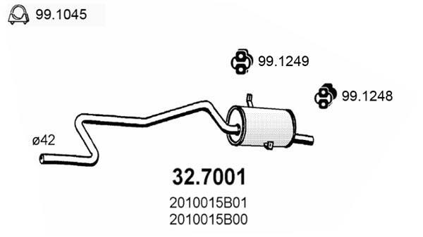 Silencieux arrière (Pot d'échappement) ASSO MARMITTE srl ref. 32.7001
