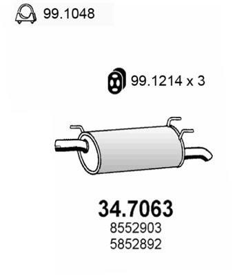 Silencieux arrière (Pot d'échappement) ASSO MARMITTE srl ref. 34.7063