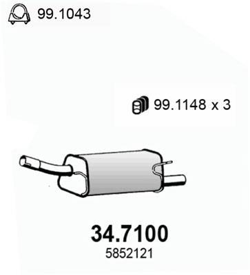 Silencieux arrière (Pot d'échappement) ASSO MARMITTE srl ref. 34.7100