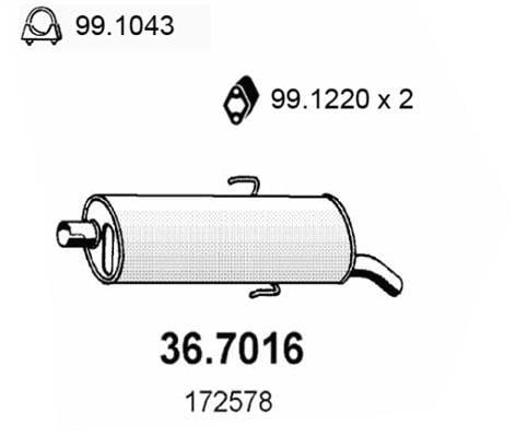 Silencieux arrière (Pot d'échappement) ASSO MARMITTE srl ref. 36.7016
