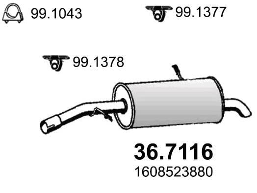 Silencieux arrière (Pot d'échappement) ASSO MARMITTE srl ref. 36.7116