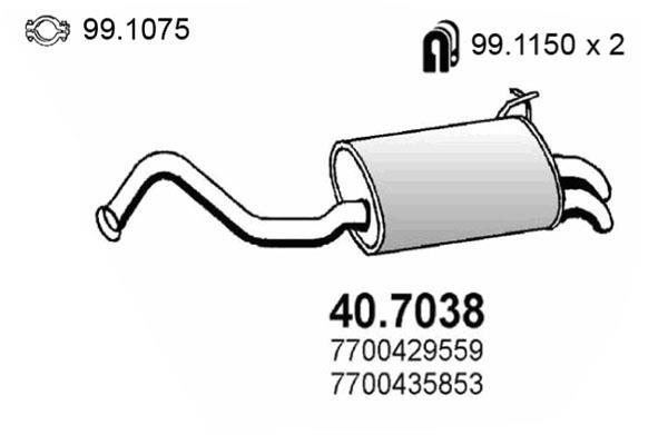 Silencieux arrière (Pot d'échappement) ASSO MARMITTE srl ref. 40.7038