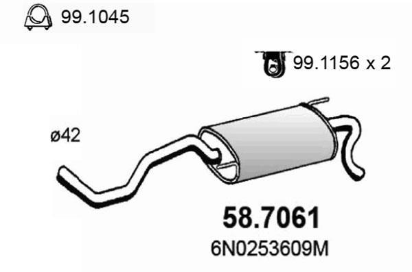 Silencieux arrière (Pot d'échappement) ASSO MARMITTE srl ref. 58.7061