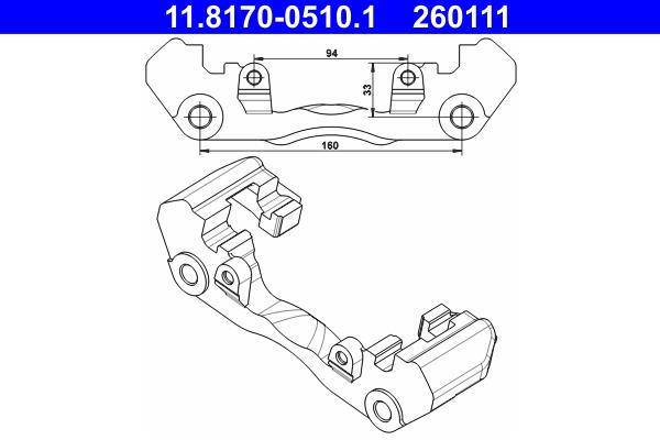 Support, étrier de frein ATE ref. 11.8170-0510.1