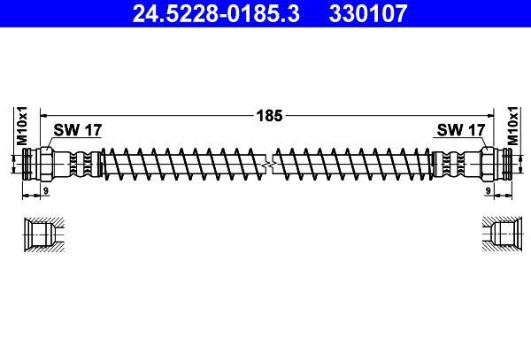 Flexible de frein (Durite de frein) ATE ref. 24.5228-0185.3