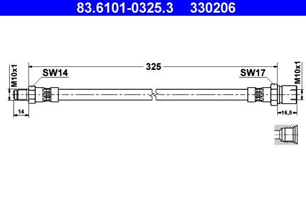 Flexible de frein (Durite de frein) ATE ref. 83.6101-0325.3