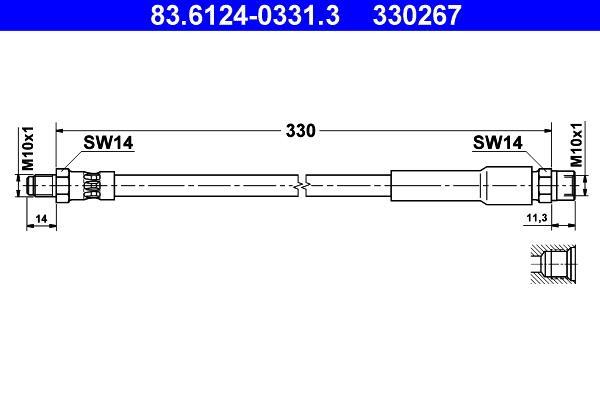 Flexible de frein (Durite de frein) ATE ref. 83.6124-0331.3