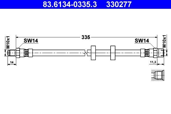 Flexible de frein (Durite de frein) ATE ref. 83.6134-0335.3