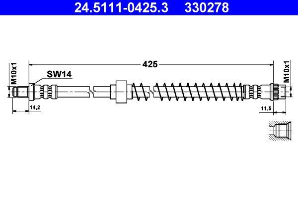 Flexible de frein (Durite de frein) ATE ref. 24.5111-0425.3