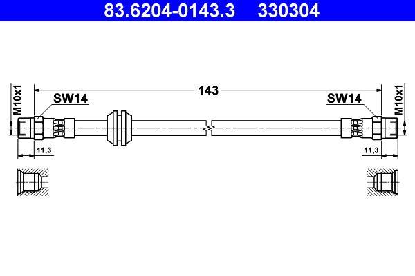 Flexible de frein (Durite de frein) ATE ref. 83.6204-0143.3