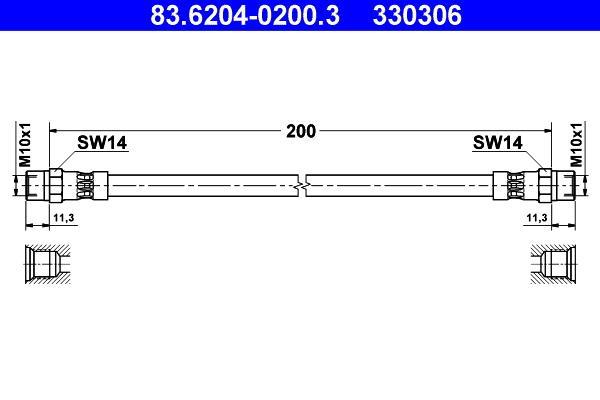 Flexible de frein (Durite de frein) ATE 83.6204-0200.3