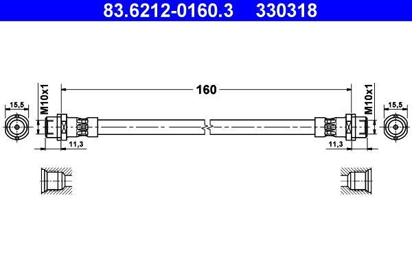 Flexible de frein (Durite de frein) ATE ref. 83.6212-0160.3