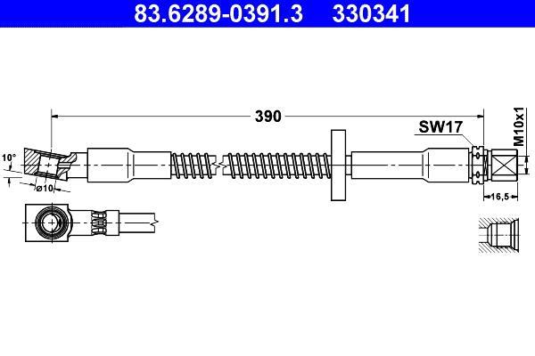Flexible de frein (Durite de frein) ATE ref. 83.6289-0391.3