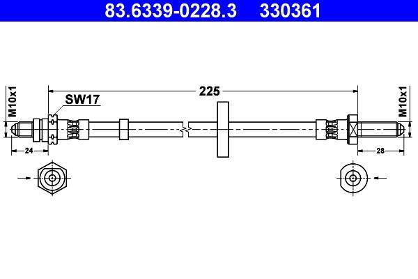 Flexible de frein (Durite de frein) ATE ref. 83.6339-0228.3