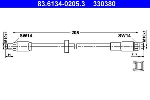 Flexible de frein (Durite de frein) ATE 83.6134-0205.3