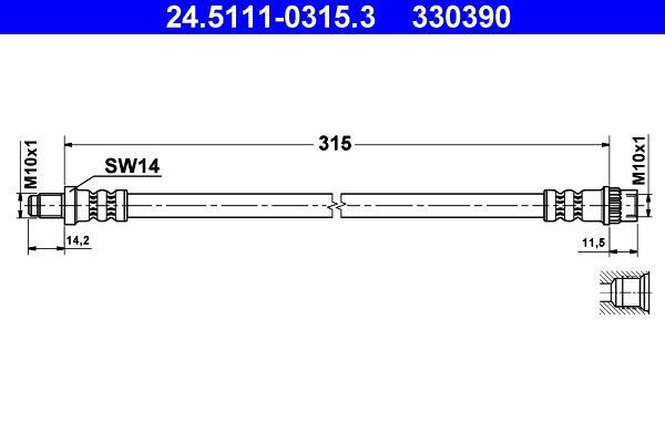 Flexible de frein (Durite de frein) ATE 24.5111-0315.3