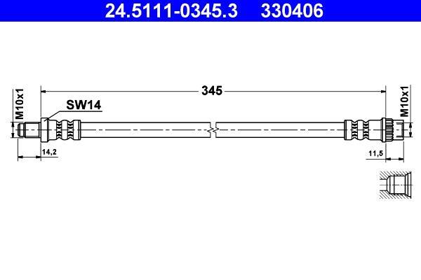 Flexible de frein (Durite de frein) ATE ref. 24.5111-0345.3