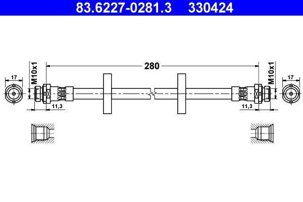 Flexible de frein (Durite de frein) ATE 83.6227-0281.3