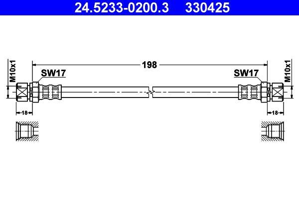 Flexible de frein (Durite de frein) ATE ref. 24.5233-0200.3