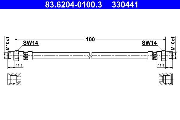 Flexible de frein (Durite de frein) ATE ref. 83.6204-0100.3