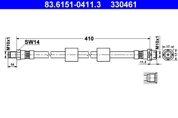 Flexible de frein (Durite de frein) ATE ref. 83.6151-0411.3
