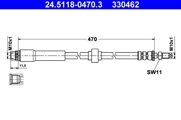 Flexible de frein (Durite de frein) ATE ref. 24.5118-0470.3