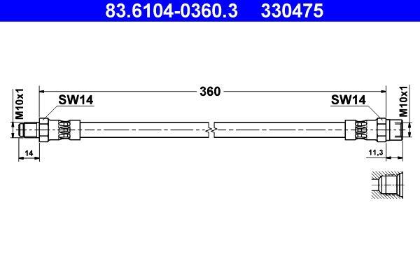 Flexible de frein (Durite de frein) ATE 83.6104-0360.3