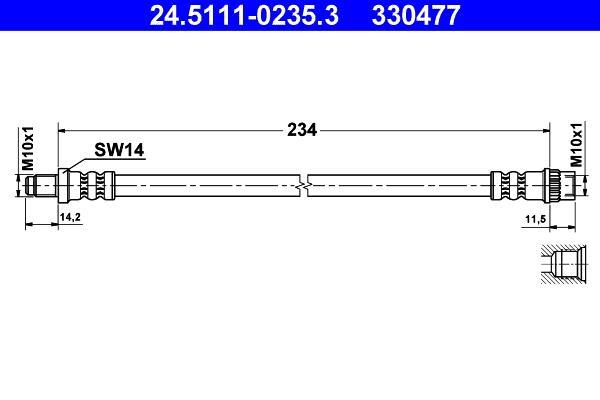 Flexible de frein (Durite de frein) ATE ref. 24.5111-0235.3