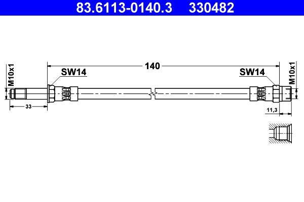 Flexible de frein (Durite de frein) ATE ref. 83.6113-0140.3
