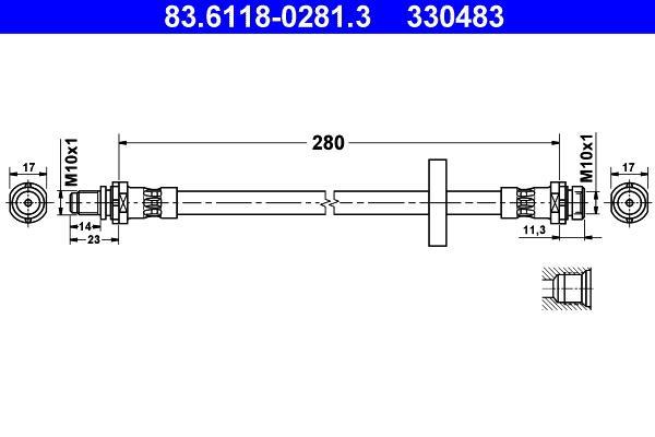 Flexible de frein (Durite de frein) ATE ref. 83.6118-0281.3