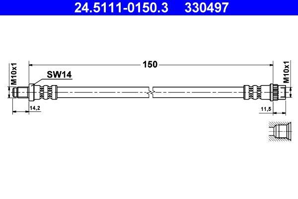 Flexible de frein (Durite de frein) ATE ref. 24.5111-0150.3