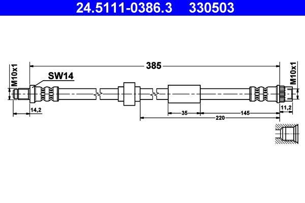 Flexible de frein (Durite de frein) ATE 24.5111-0386.3