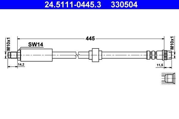 Flexible de frein (Durite de frein) ATE ref. 24.5111-0445.3