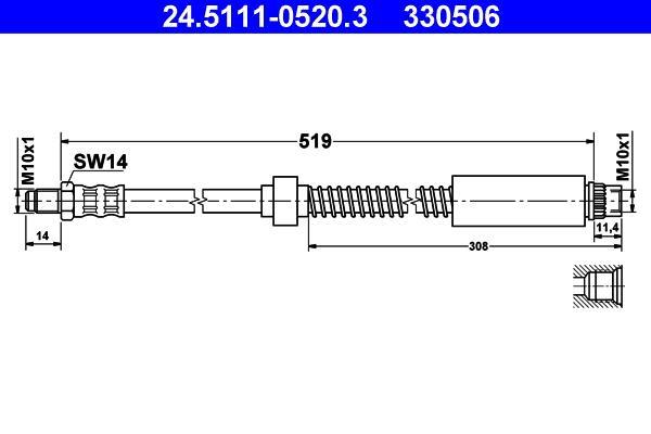 Flexible de frein (Durite de frein) ATE ref. 24.5111-0520.3