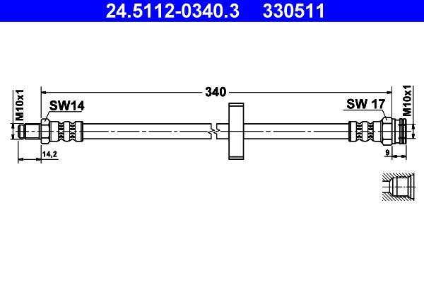 Flexible de frein (Durite de frein) ATE 24.5112-0340.3