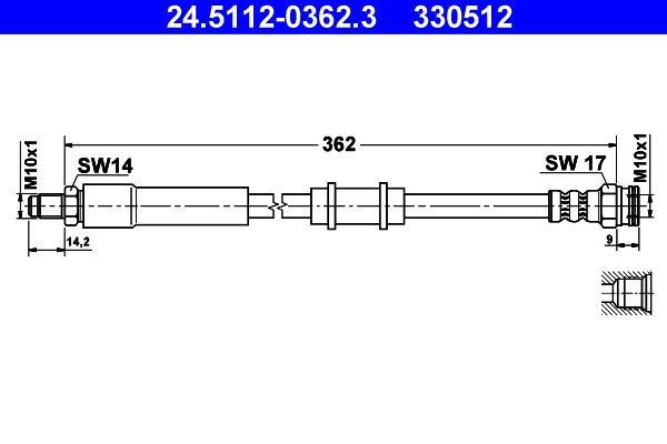 Flexible de frein (Durite de frein) ATE 24.5112-0362.3