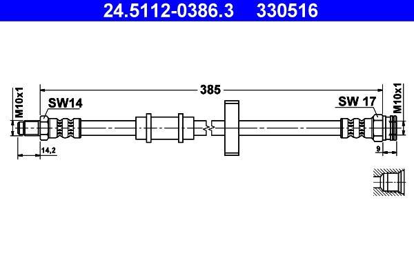Flexible de frein (Durite de frein) ATE 24.5112-0386.3