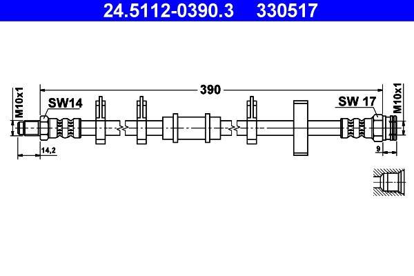 Flexible de frein (Durite de frein) ATE 24.5112-0390.3