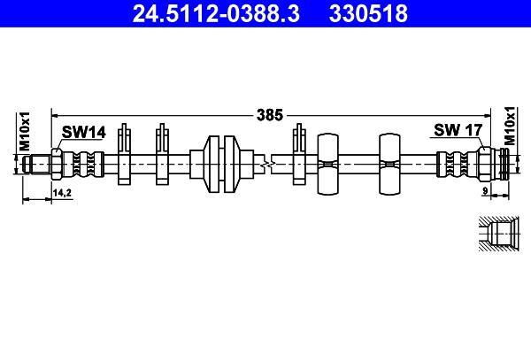 Flexible de frein (Durite de frein) ATE 24.5112-0388.3